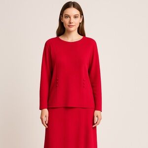 Promenade red two piece shirt set size 2XL polyester‎ made in USA vintage